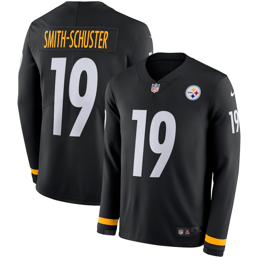 Men Pittsburgh Steelers #19 Smith schuster black Limited NFL Nike Therma Long Sleeve Jersey->pittsburgh steelers->NFL Jersey